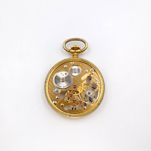 47 - A vintage flamor Swiss made skeleton pocket watch set with jewelled mechanism winding and ticking aw... 