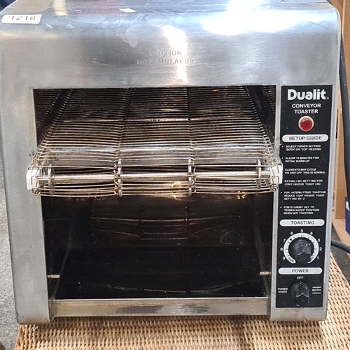 1165 - Star lot : Dualit Conveyor Toaster, stainless steel, featuring adjustable toasting settings and powe... 