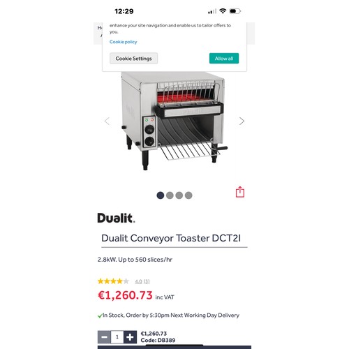 1165 - Star lot : Dualit Conveyor Toaster, stainless steel, featuring adjustable toasting settings and powe... 