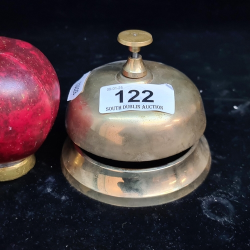 122 - A solid brass vintage shopkeepers' counter bell. Lovely ring to it.