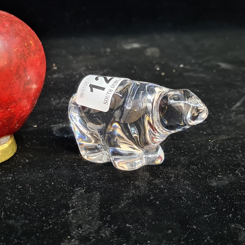 126 - A Norwegian Hadeland glass crystal Polar bear. In good condition with original sticker and acid mark... 