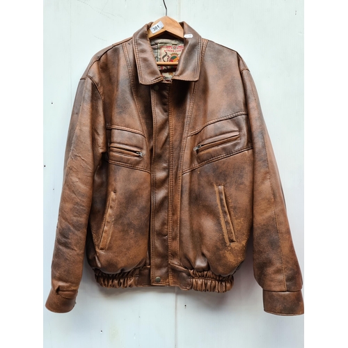 301 - A fabulous vintage soft brown leather oversized padded 'Undercover' jacket. Size men's XL.