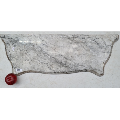 317 - A beautiful antique solid marble console table top. very Slight loss to corner but not very noticeab... 