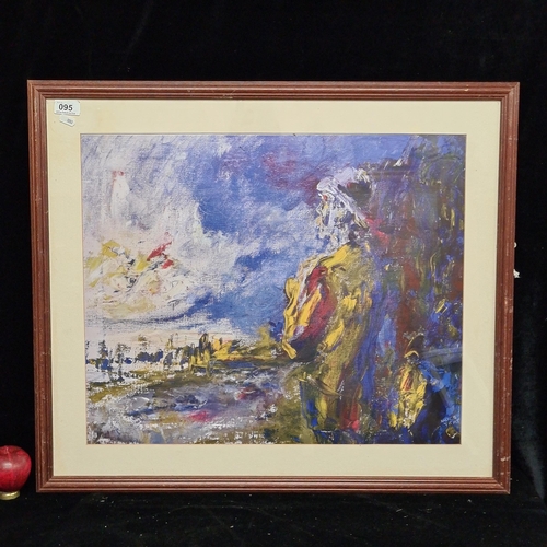 95 - A large print of a Jack B Yeats painting titled 'Early sunshine'. Housed in a wooden frame behind gl... 