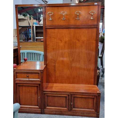 937 - Star lot : A wonderful red Mahogany hall stand complete with lockable cupboards, all keys included, ... 