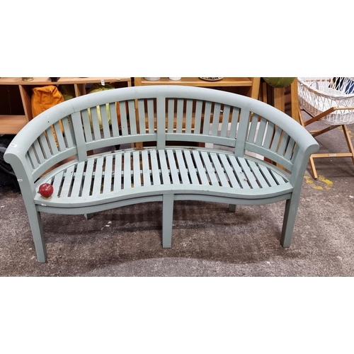 952 - A lovely wooden Three seater curved teak Hampshire  garden Bench. In pavilion Grey. 160cm £626 new (... 