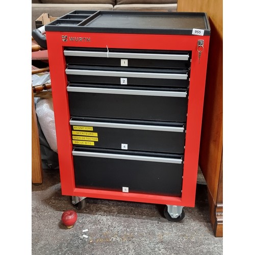 955 - Star Lot: A highly quality WURTH five drawer workmen's trolley. Sat on castor wheels. With original ... 