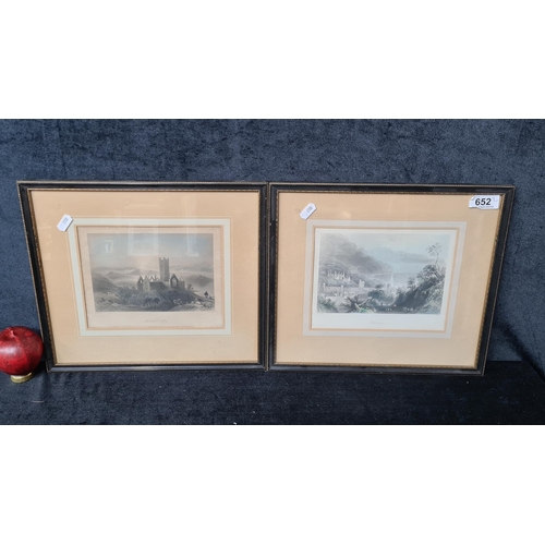 1013 - Two quality prints after original engravings by 'W.H Bartlett' titled ' Glenarm' and 'Roserk Abbey'.... 