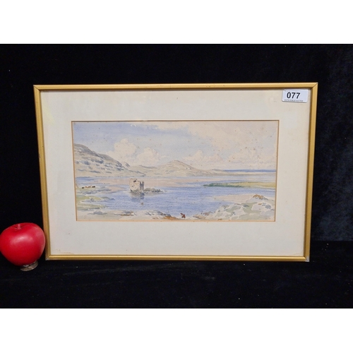 1093 - A sweet original antique  watercolour on paper painting titled 'Lake and River'. Features a countrys... 