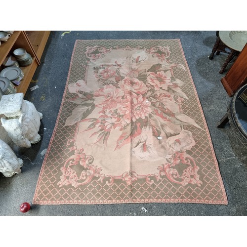 332 - Star lot : A super Laura Ashley rug. Very pretty colours and in good order. 227 cm x 175 cm