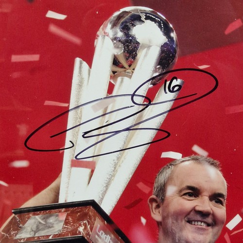 64 - An original hand signed 'Phil Taylor' (darts player) photograph. Philip Douglas Taylor (born 13 Augu... 