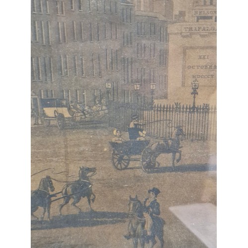 80 - A large 19th century Vintage print of O'Connell Street with Nelsons Pillar. Housed in an elaborate g... 