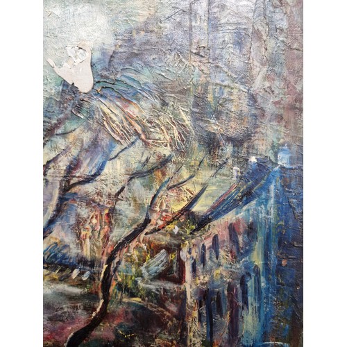 99 - Star Lot: Aaron McAfee (Irish, 20th Century). An original lively Aaron McAfee oil on board painting.... 