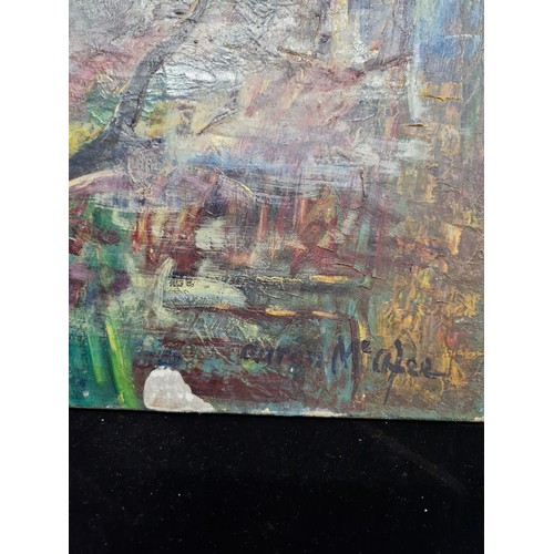 99 - Star Lot: Aaron McAfee (Irish, 20th Century). An original lively Aaron McAfee oil on board painting.... 