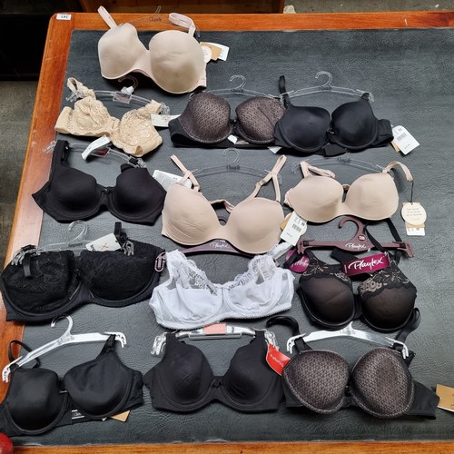 323 - A box containing a selection of high quality  bras of varying sizes including brands Chanelle, Playt... 