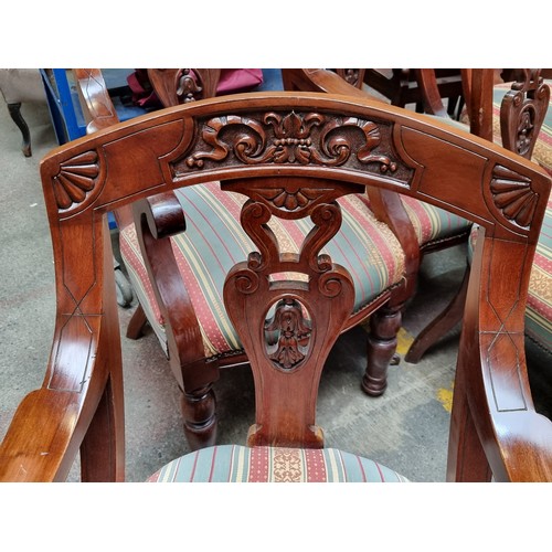 339 - Star Lot : An elegant set of six heavy rosewood, Victorian style splat back dining chairs, boasting ... 