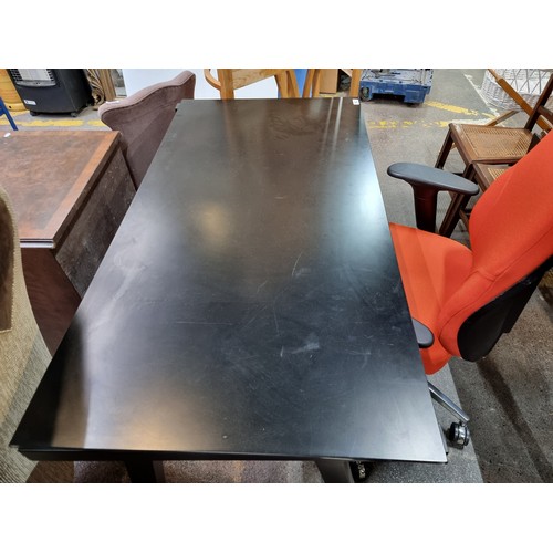 362 - A high quality metal computer desk accompanied by a extremely comfortable adjustable swivel office c... 