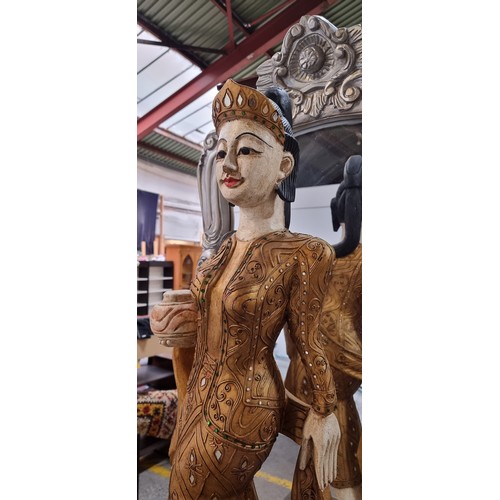 385 - Star Lot : A large fabulous  Indonesian Goddess statue with mirrored elements to dress and gilt deta... 