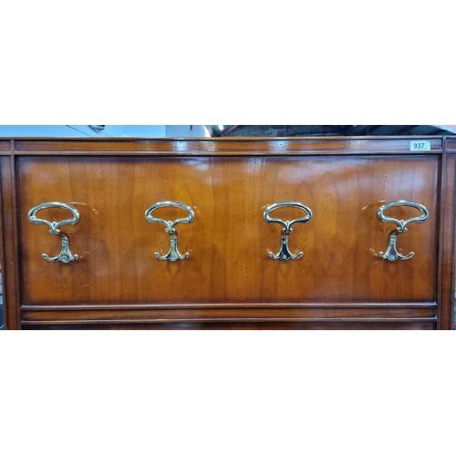 937 - Star lot : A wonderful red Mahogany hall stand complete with lockable cupboards, all keys included, ... 