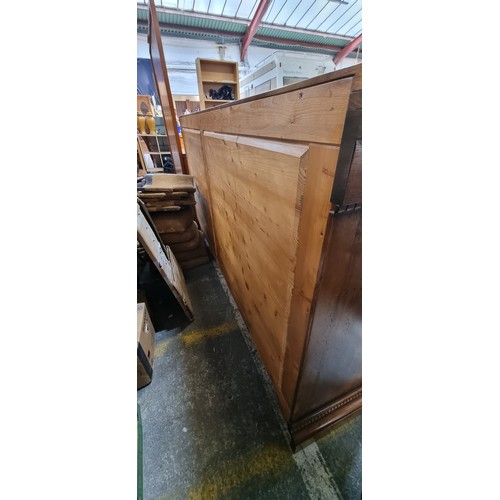 938 - Star Lot : A large oak Italian sideboard featuring exquisite inlaid panels, complemented by two eleg... 