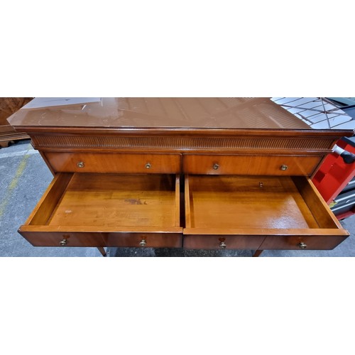 948 - Star Lot : A wonderful 6 drawer red Mahogany chest . Features tapered legs and six drawers  with bra... 