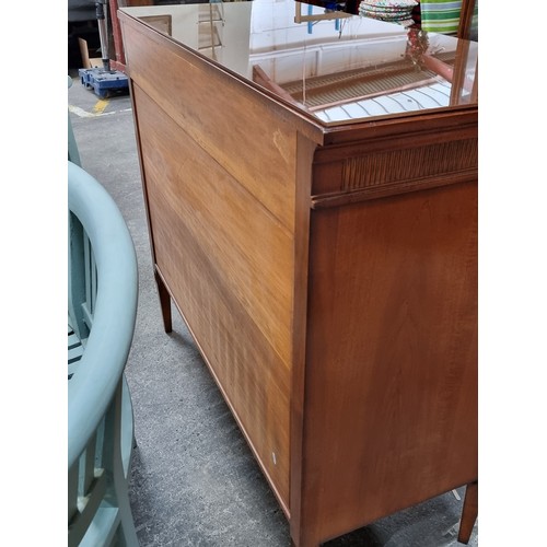 948 - Star Lot : A wonderful 6 drawer red Mahogany chest . Features tapered legs and six drawers  with bra... 