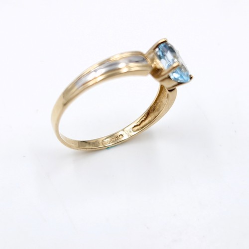 2 - Star Lot : A very pretty Aquamarine  nine carat gold  ring. Size - L. Weight - 1.42 grams.