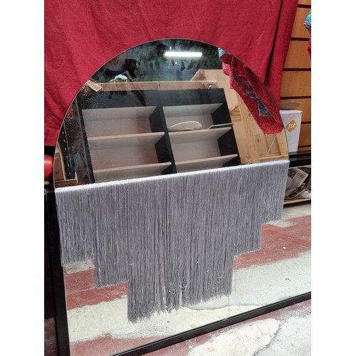 320 - A fabulous brand new art deco style wall mirror with a long fringe in a lilac blue colour. Brand new... 