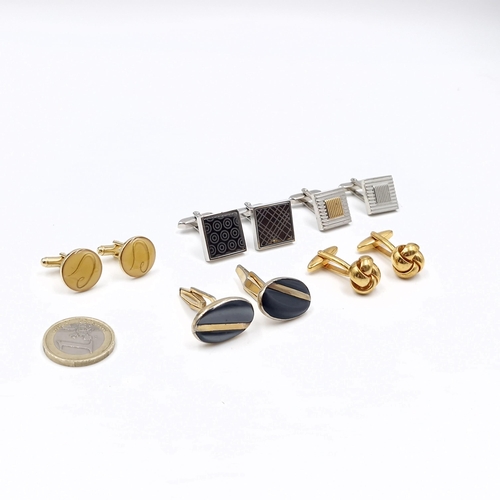 60 - A collection of five pairs of designer cuff-links. Total weight - 77.15 grams.