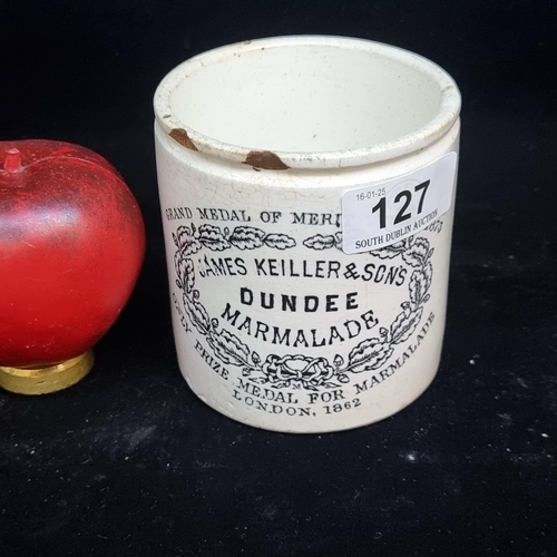 127 - A gorgeous 19th century antique ironstone Marmalade pot. For James Keiller & Son's Dundee 'prize Med... 