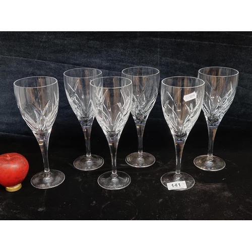 141 - Star Lot : Six large John Rocha Waterford Crystal Red wine glasses. In good condition with acid mark... 