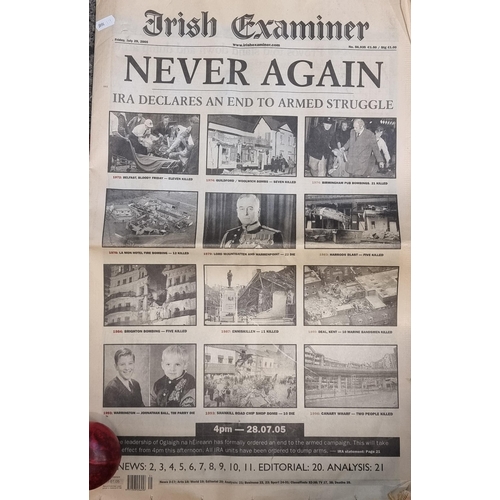 149 - A historic 2005 copy of The Irish Examiner with the headline 'Never Again - IRA declares an end to a... 