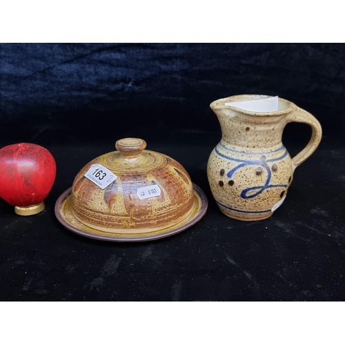 163 - Star Lot: A superb example of a Bernard Leach (B. 1887 - d. 1979) pottery cheese dome. Along with a ... 