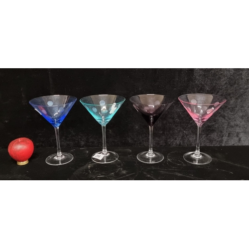 206 - Four large stylish Marquis by Waterford Crystal martini glasses. All in very good condition with aci... 