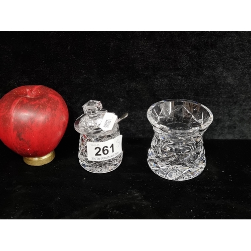 261 - two elegant pieces of Waterford Crystal including a miniature preserve pot & candle holder.