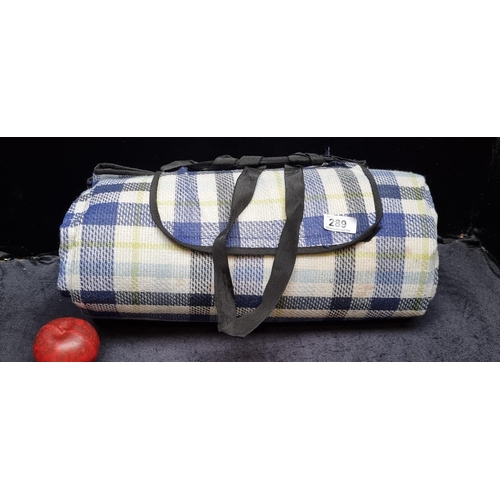 289 - A blue gingham picnic blanket. Perfect to take to those summer festivals.