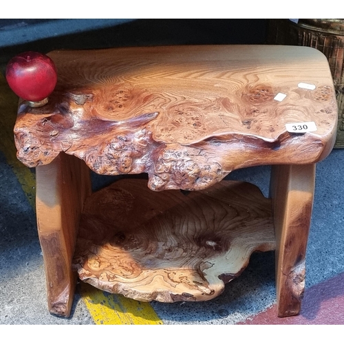 330 - A beautiful burl walnut living edge piece. Could be used as a stool or a mini side table. Gorgeous g... 