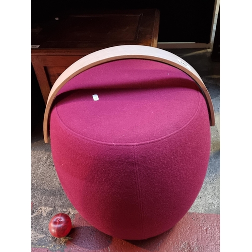 347 - Star Lot : A designer Offecct carry on stool by Mattias Stenberg. In burgundy felt fabric, features ... 