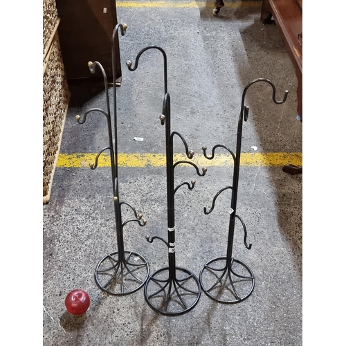 349 - Three vintage metal stands to hang and display accessories. Great for necklaces in a store.