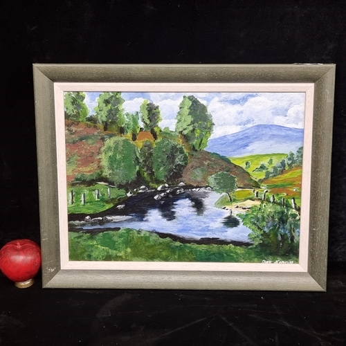 83 - An original oil on canvas painting featuring a bright rural landscape. Signed 'Pat Smith' lower righ... 