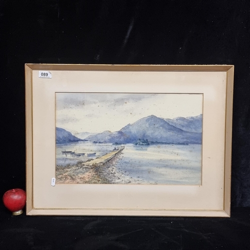 89 - An original 'A.L.Meers' watercolour on paper painting. Features a tranquil riverside landscape with ... 