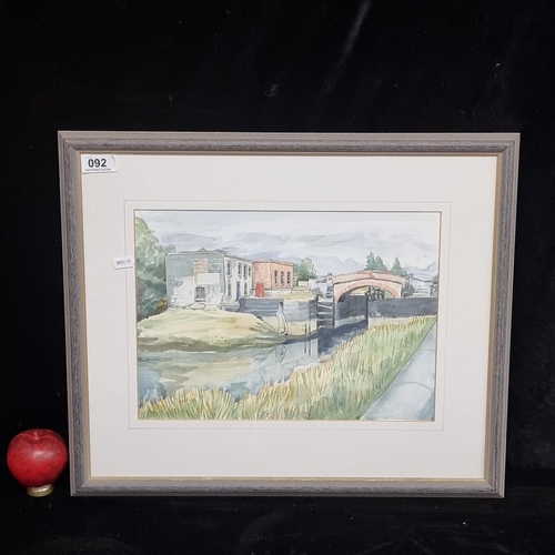 92 - A brilliant original watercolour and pen on paper painting. Features an Irish landscape scene with a... 