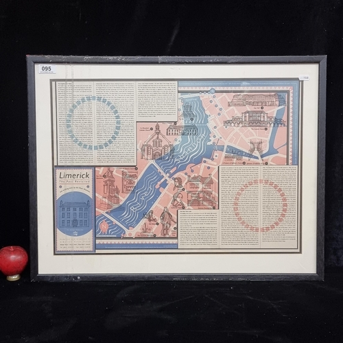 95 - A print of a map titled 'Limerick The Past Revisited'. Housed in a wooden frame behind glass.