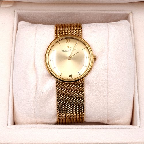 7 - Super Star Lot:
A beautiful Jaeger-LeCoultre manual wind gents' watch with an 18ct gold mesh strap. ... 