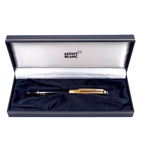 12 - Super Star Lot:
An "as new" Montblanc Meisterstück fountain pen featuring a black body and gold-plat...