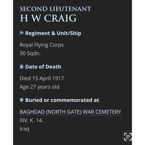 514 - Star Lot : A rare great war death plaque in the name of the 'Hedley William Craig'. 
Second Lieutent... 