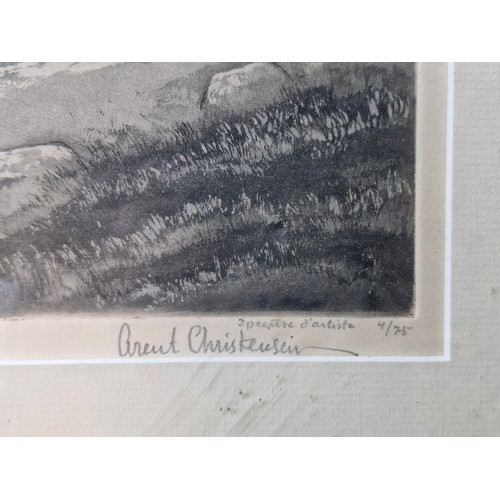 475 - Star Lot: A captivating limited edition 4 / 75 'Arent Christensen (1894-1982)' etching titled 'Stabb... 