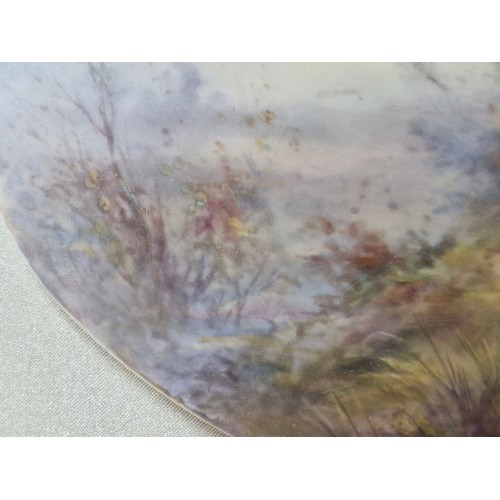 494 - Star Lot: James Stinton (1870-1961). An original James Stinton watercolour on oval Royal Worcester p... 