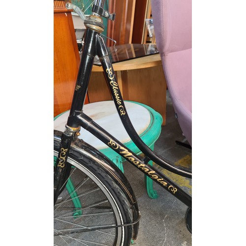 308 - A very cool Dutch Redy classic nostalgia bike in black and gold ladies High Nelly bike with large fr... 