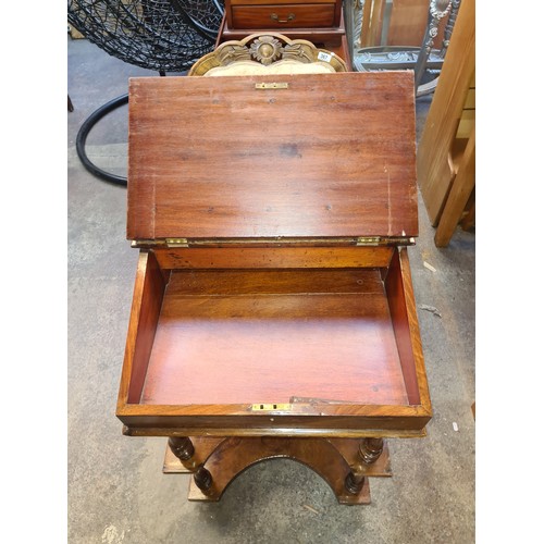 359 - Super Star Lot : A stunning Victorian burr walnut Davenport desk with green leather writing slope. B... 